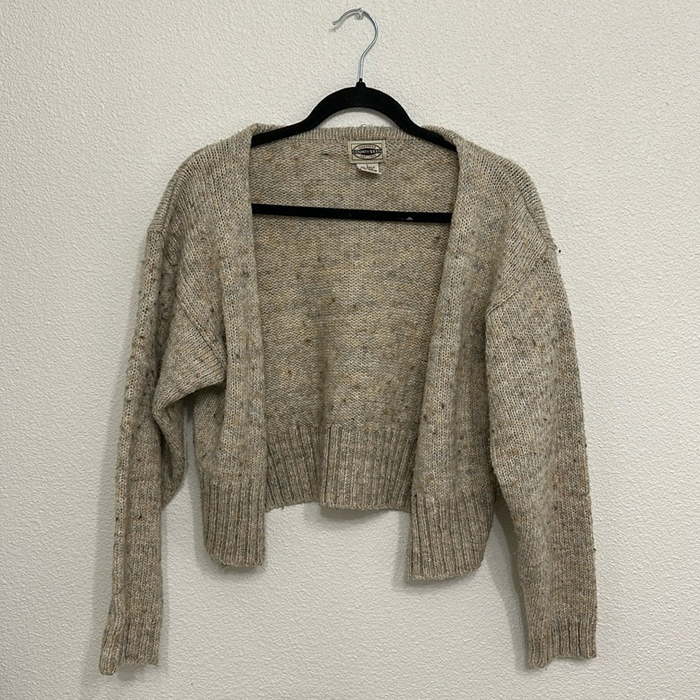 Vintage country seat, acrylic wall button up cardigan sweater, tan size large